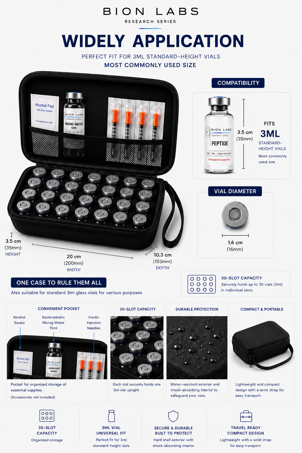30-Slot Peptide Vial Case for 3ml Vials