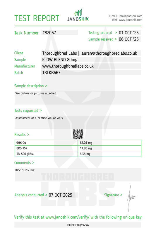 KLOW Blend (BPC157, GHK-CU, TB500, KPV) Vial 80mg